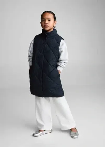 Mango Kids' Gilet In Bleu Marine Foncé