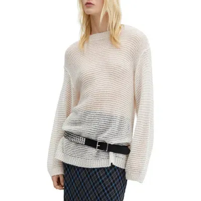 Mango Grumpi Open Stitch Jersey Sweater In Ecru