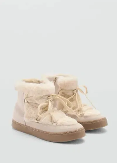 Mango Kids' Hair Lace Ankle Boots Sand