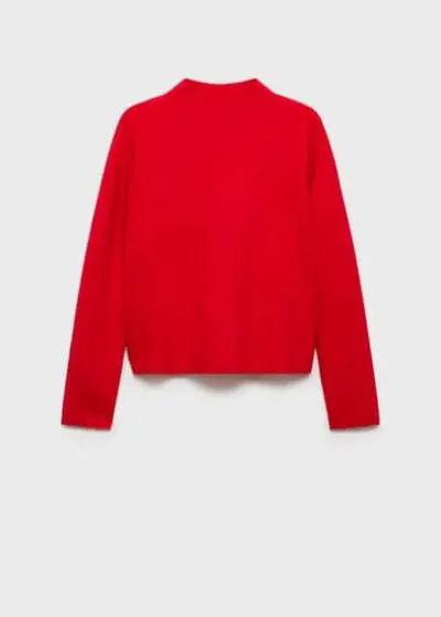 Mango High Collar Sweater Red