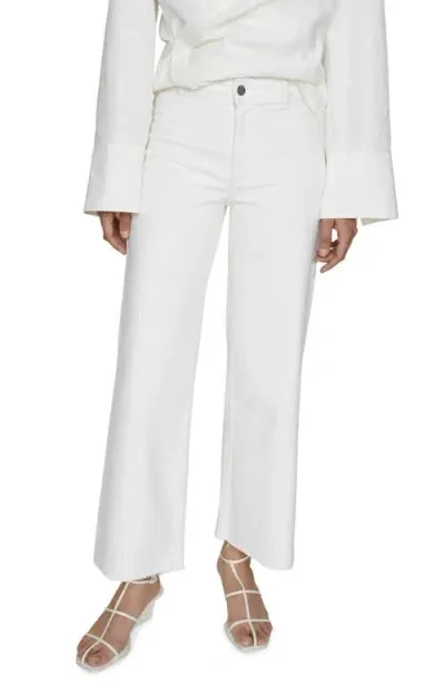 Mango High Waist Wide Leg Culotte Jeans In White