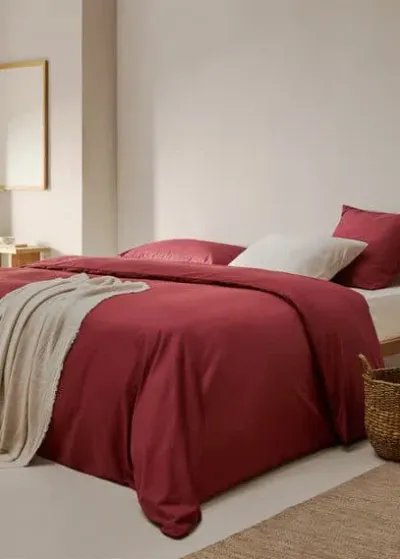 Mango Home Cotton Duvet Cover Queen Bed Burgundy