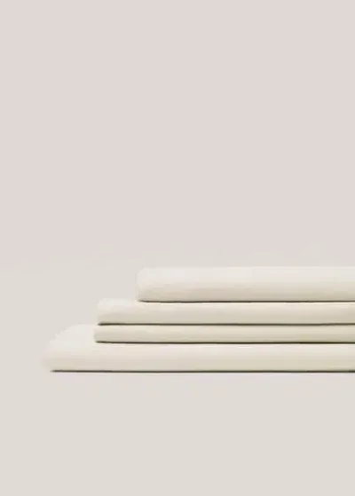 Mango Home Washed Cotton Fitted Sheet For Super King Bed Sand In White