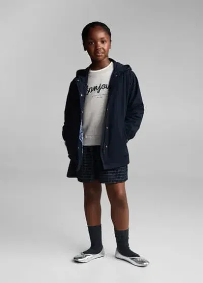 Mango Kids' Hooded Jacket Dark Navy In Bleu Marine Foncé