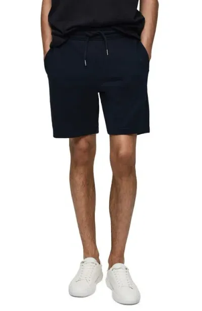 Mango Jogger Cotton Bermuda Shorts In Dark Navy