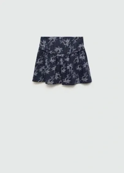 Mango Kids' Floral Print Skirt Dark Navy In Bleu Marine Foncé