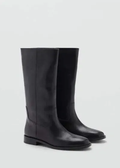 Mango Leather High-leg Boots Black