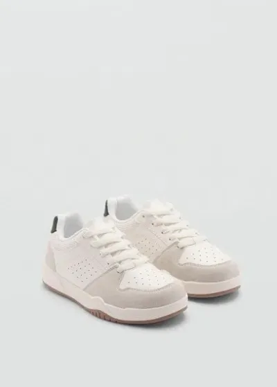 Mango Kids' Leather Mixed Sneakers White