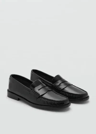 Mango Mocassins Cuir In Black