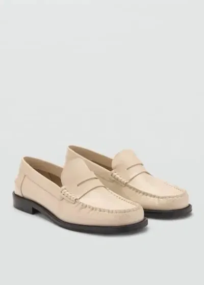 Mango Leather Moccasin Ecru