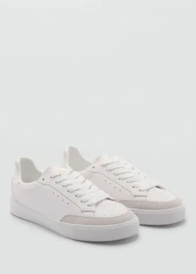 Mango Leather Panel Sneakers White