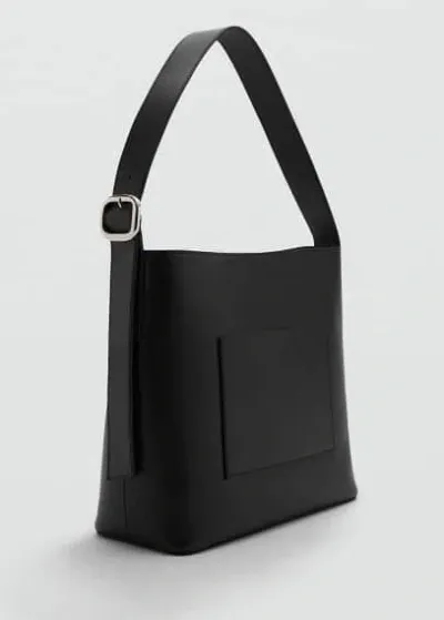 Mango Sac Shopper Cuir In Black