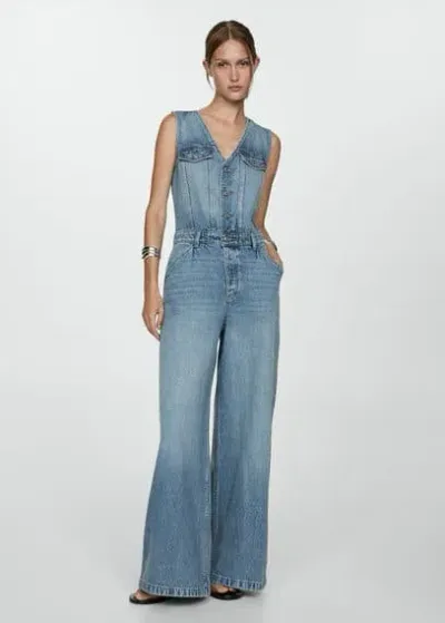 Mango Combi-pantalon En Jean In Bleu Moyen