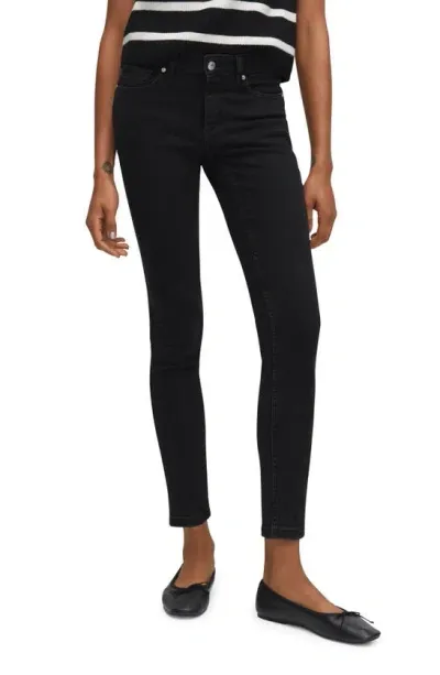 Mango Low Rise Skinny Push-up Jeans In Black Denim