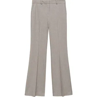 Mango Madison Flare Trousers In Light Heather Gray