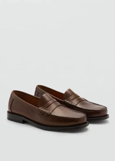 Mango Man Aged-leather Loafers Leather