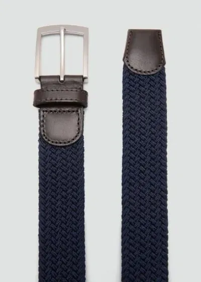 Mango Man Braided Elastic Belt Dark Navy