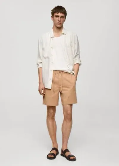 Mango Man Cotton Shorts With Drawstring Salmon