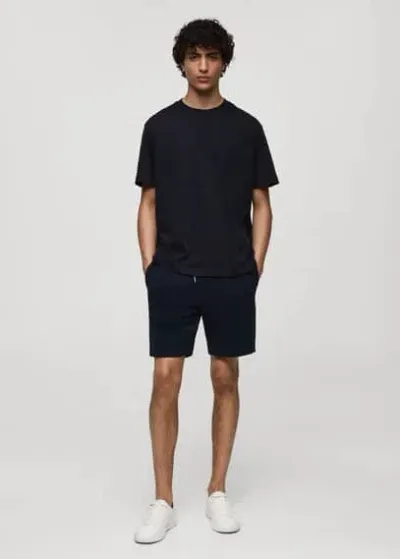 Mango Man Jogger Cotton Bermuda Shorts Dark Navy