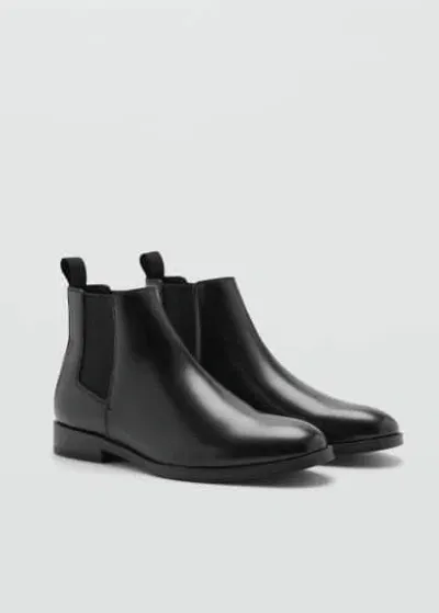 Mango Man Leather Effect Chelsea Ankle Boots Black