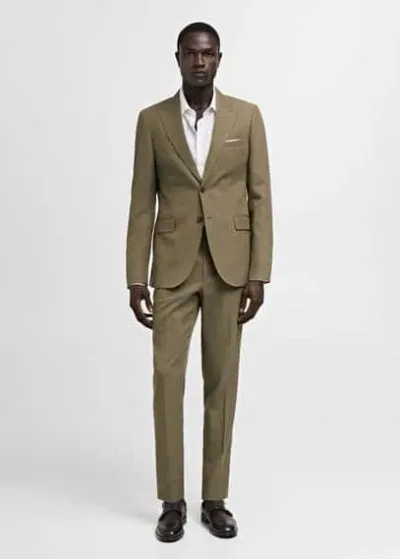 Mango Man Slim Fit Tencel Blend Suit Jacket Khaki