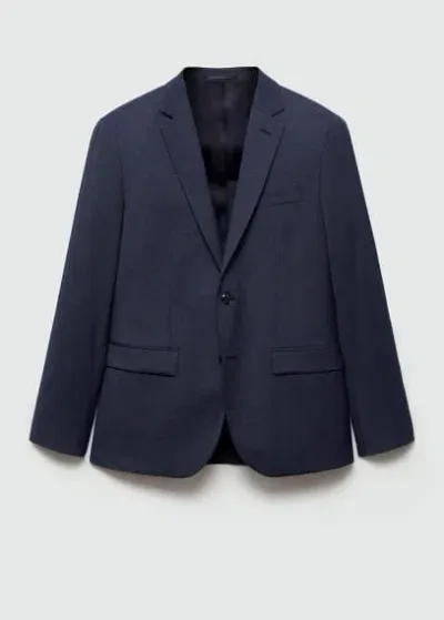 Mango Man Super Slim-fit Suit Jacket In Stretch Fabric Indigo Blue