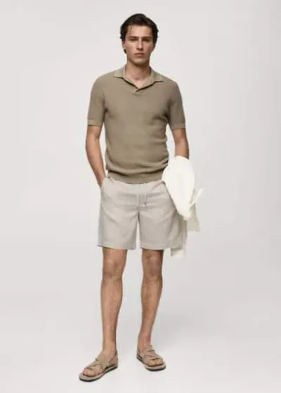 Mango Man Tencel Linen Cord Shorts Ice Grey