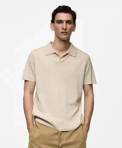 Mango Men's Textured Cotton Polo Shirt In Sand