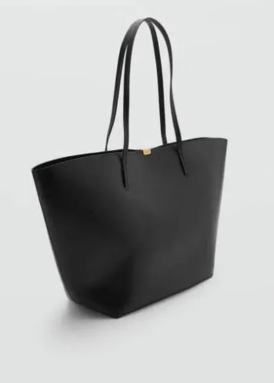 Mango Metal Detail Shopper Bag Black