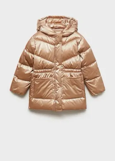 Mango Kids' Metallic Puffer Jacket Copper