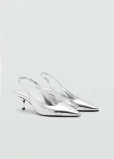 Mango Metallic Sling Back Shoes Silver