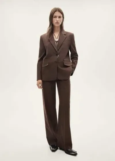 Mango Micro Houndstooth Suit Blazer Brown