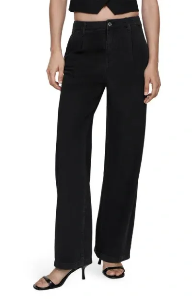 Mango Mid Rise Relaxed Straight Leg Jeans In Open Grey