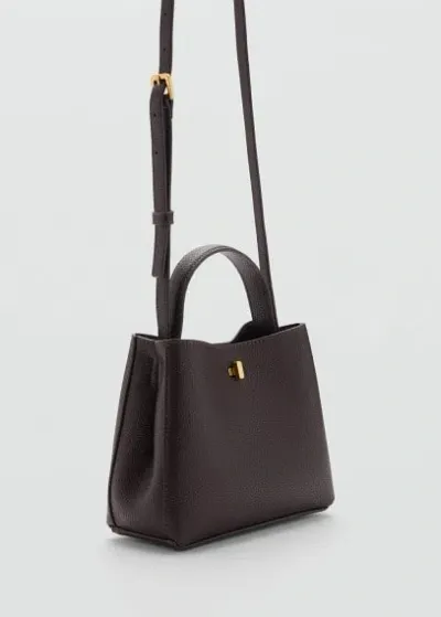 Mango Mini Shopper Bag With Metallic Detail Chocolate In Brown