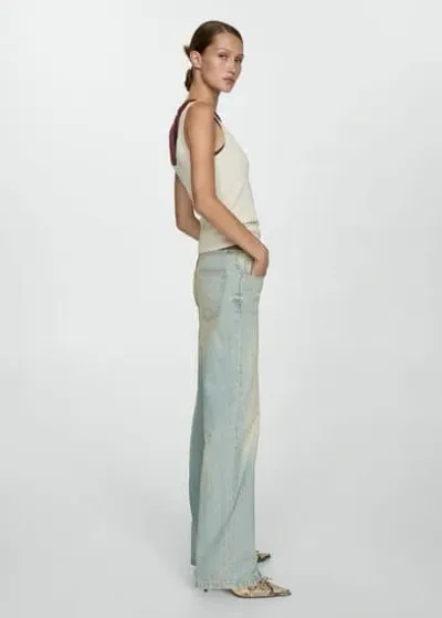 Mango Mira Straight Jeans Medium Rise Light Blue