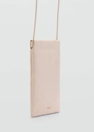 Mango Mobile Phone Case With Decorative Stitching Off White