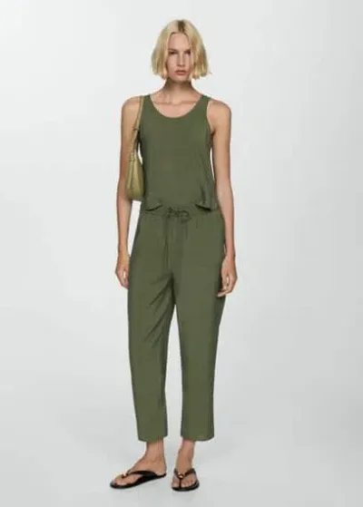 Mango Modal Sleeveless Top Forest Green