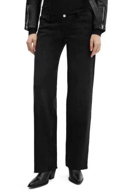 Mango Over The Bump Wide Leg Maternity Jeans In Black Denim