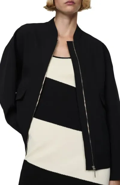 Mango Oversize Bomber Jacket In Black