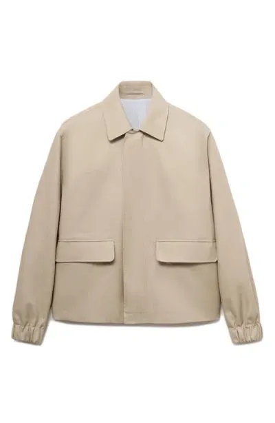 Mango Oversize Cotton Jacket In Beige