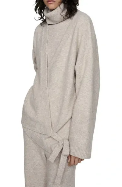 Mango Oversize Wrap Cardigan In Light/pastel Brown