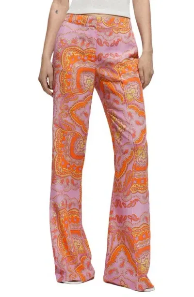 Mango Paisley Flare Pants In Pink