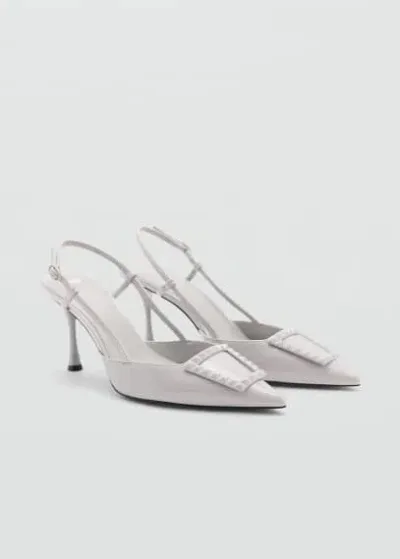 Mango Patent Leather Slingback-heeled Shoes Grey