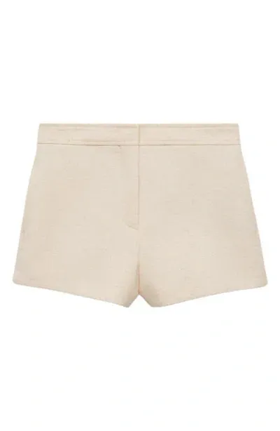 Mango Patrizia Cotton Blend Flat Front Shorts In Light,pastel Grey