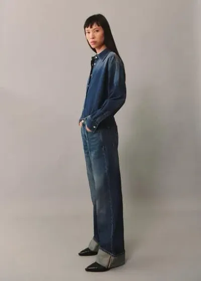 Mango Paula Straight-fit High-rise Jeans Dark Blue