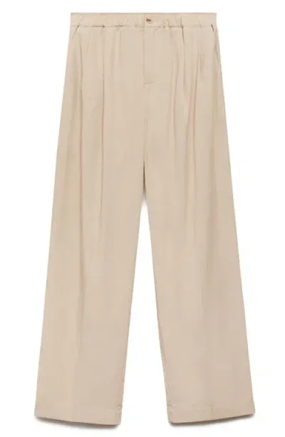 Mango Pleated Straight Leg Pants In Beige