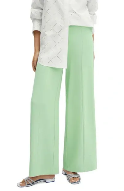 Mango Pleated Wide Leg Pants In Green