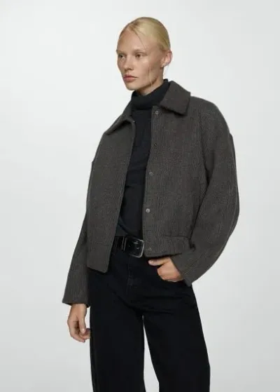 Mango Pocket Knit Jacket Open Grey