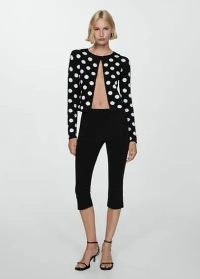 Mango Polka-dot Knitted Cardigan Black