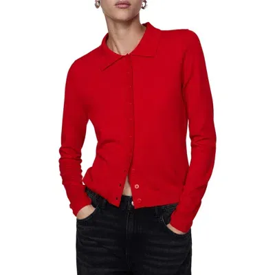 Mango Polo Cardigan In Red